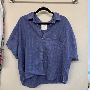 🎉🎉Lucky Brand Indigo Plaid Cropped Shirt